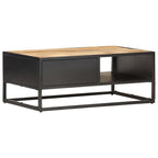 Mueble de TV puerta tallada madera de mango rugosa 90x55x36 cm