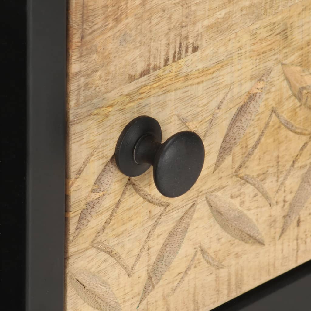 Mueble de TV puerta tallada madera de mango rugosa 90x55x36 cm
