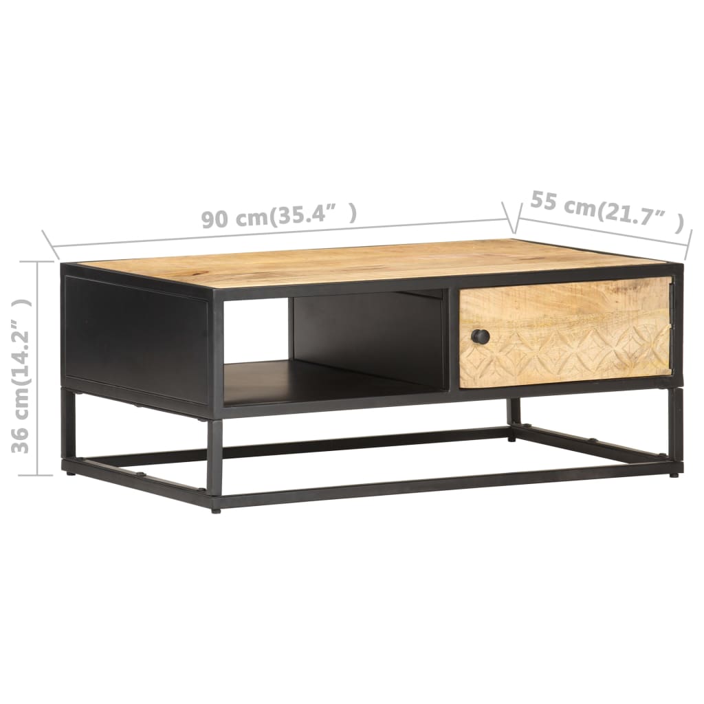 Mueble de TV puerta tallada madera de mango rugosa 90x55x36 cm