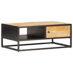 Mueble de TV puerta tallada madera de mango rugosa 90x55x36 cm