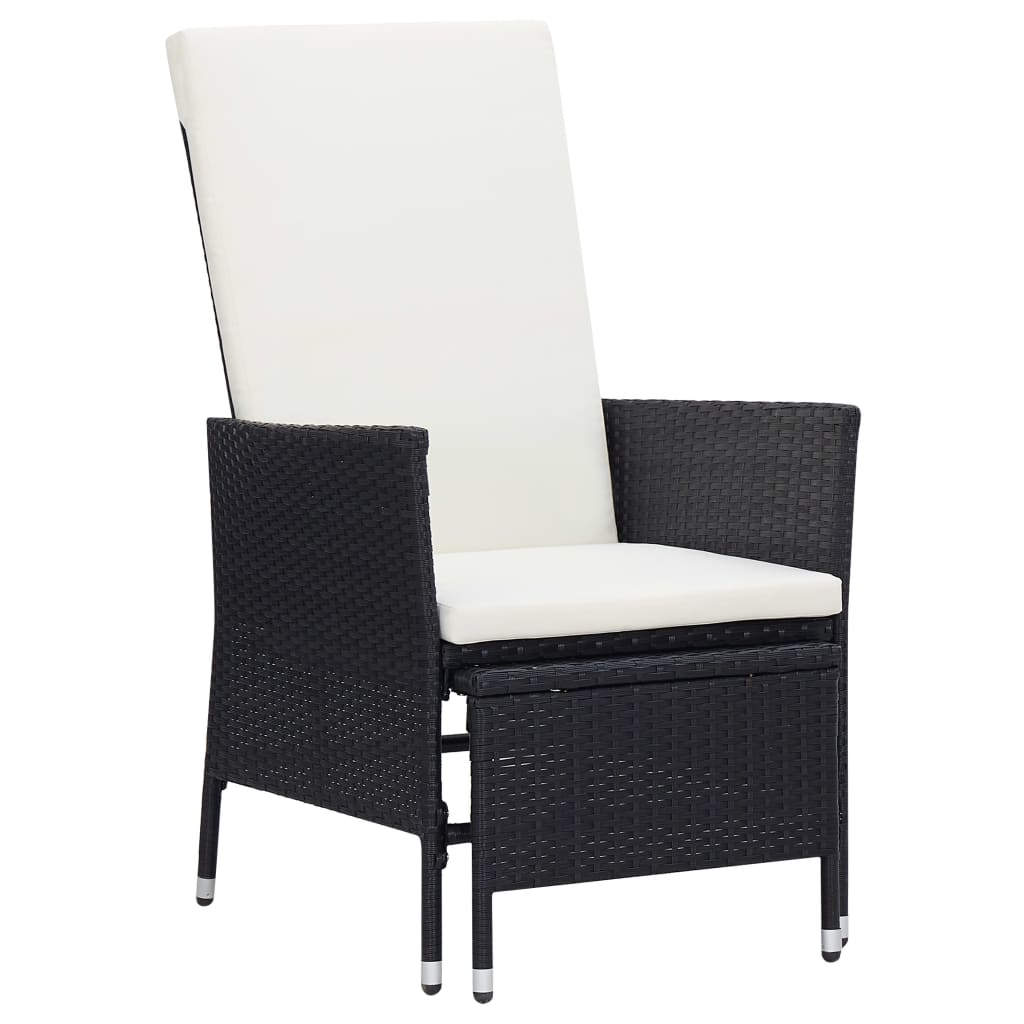 Sillón reclinable de jardín con cojines ratán sintético gris