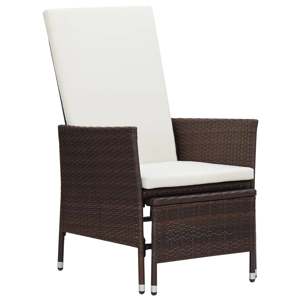 Sillón reclinable de jardín con cojines ratán sintético gris