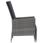 Sillón reclinable de jardín con cojines ratán sintético gris