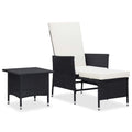 Set muebles de jardín 2 piezas y cojines ratán sintético negro