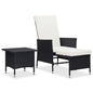 2-piece garden furniture set and cushions, black synthetic rattan