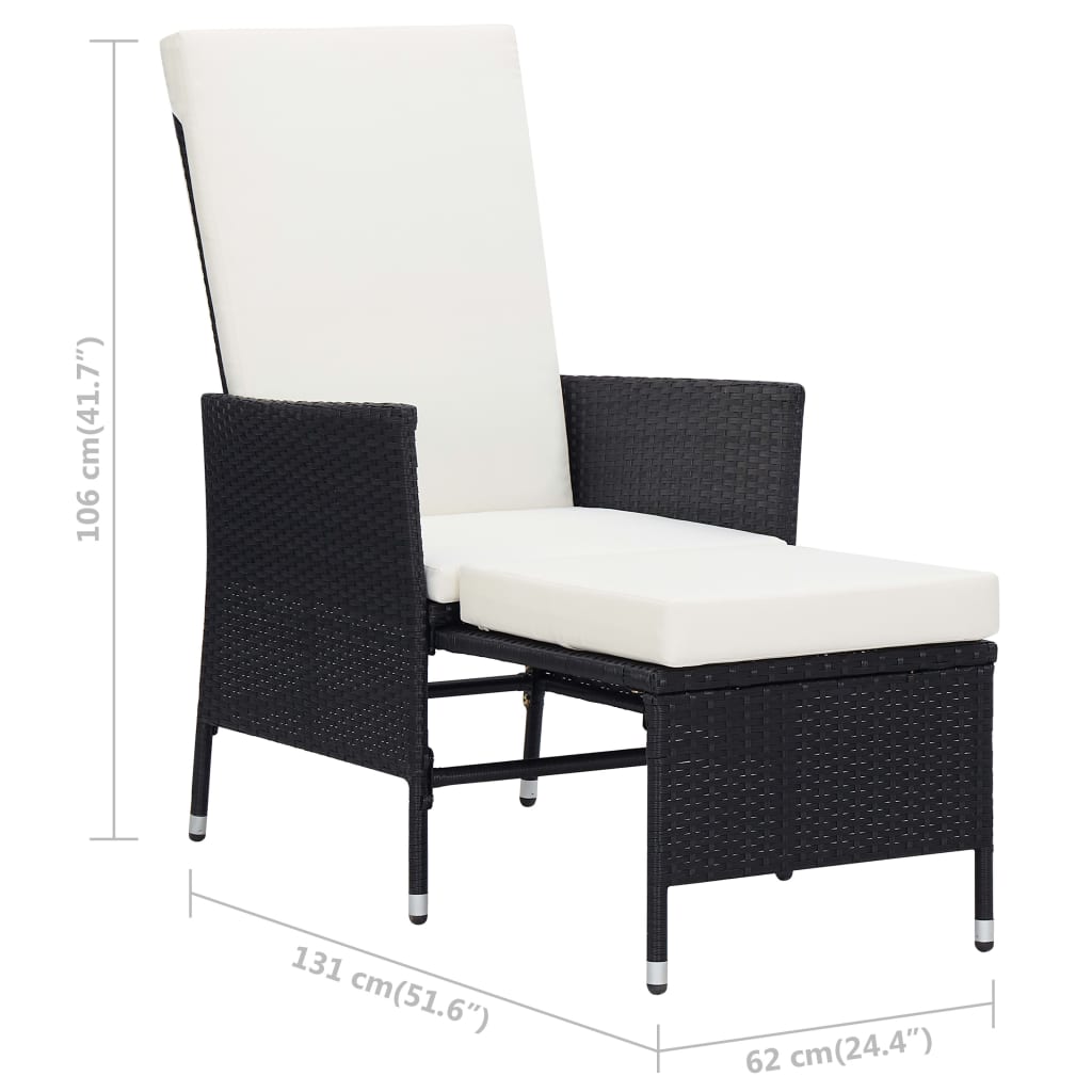 Set muebles de jardín 2 piezas y cojines ratán sintético negro