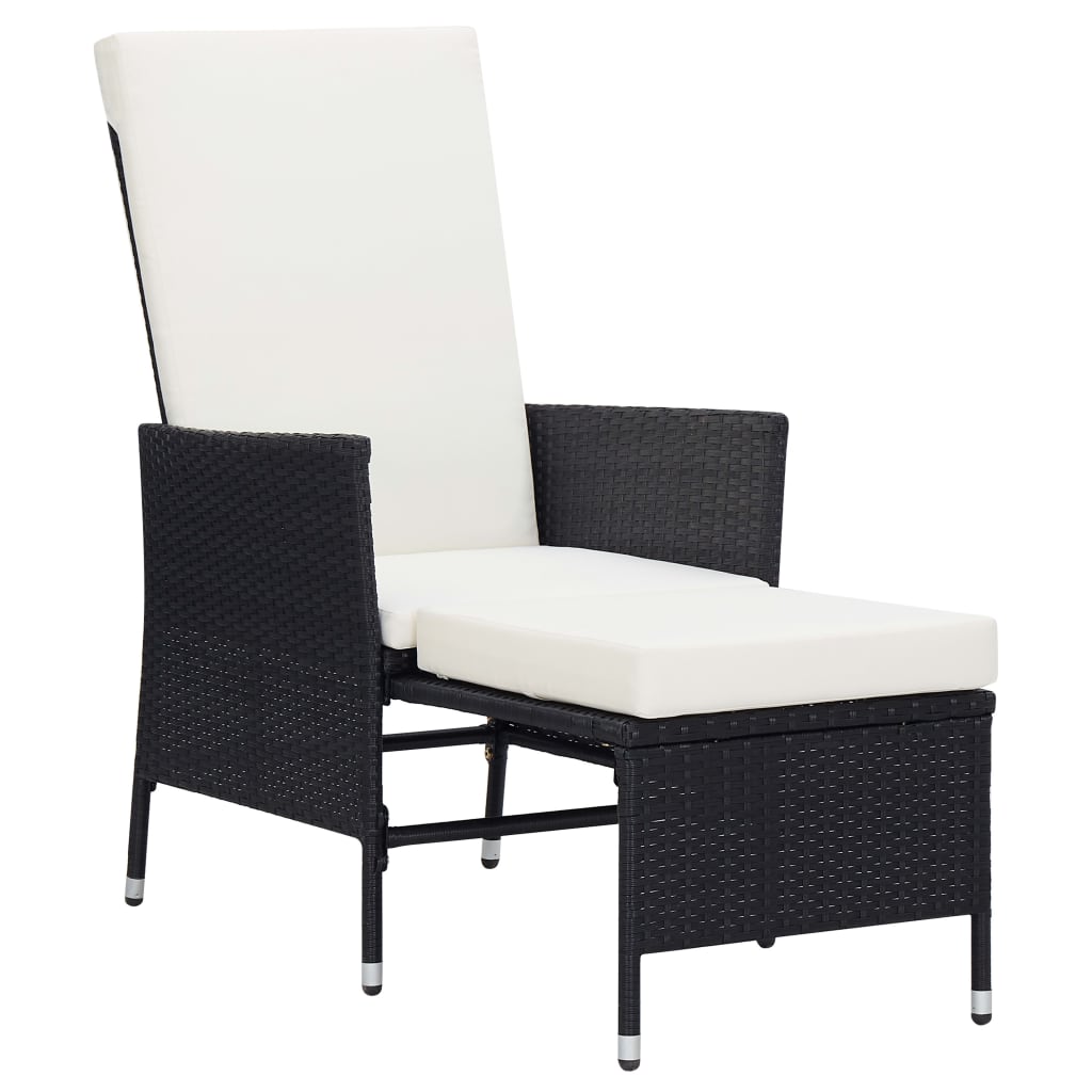Set muebles de jardín 2 piezas y cojines ratán sintético negro