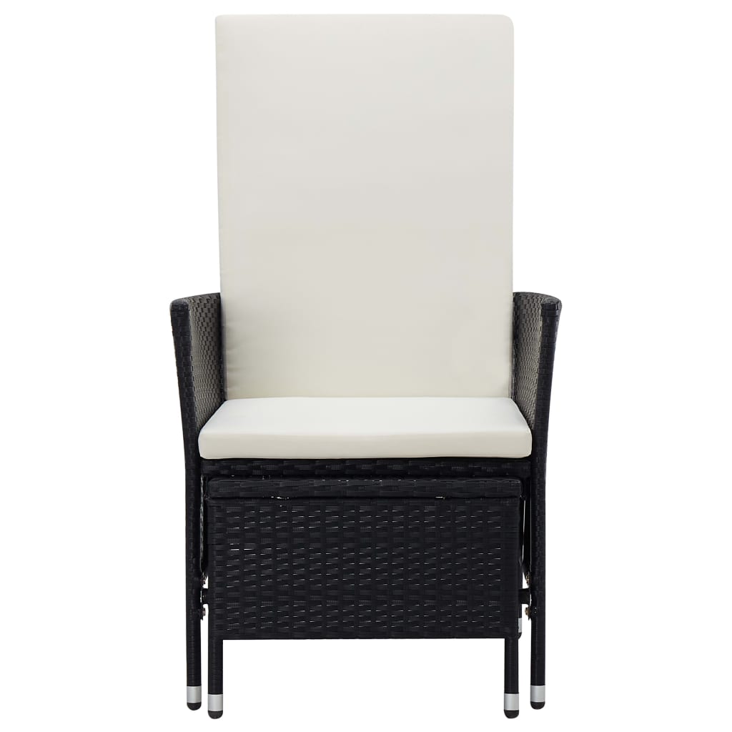 Set muebles de jardín 2 piezas y cojines ratán sintético negro