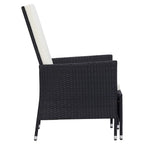 Set muebles de jardín 2 piezas y cojines ratán sintético negro