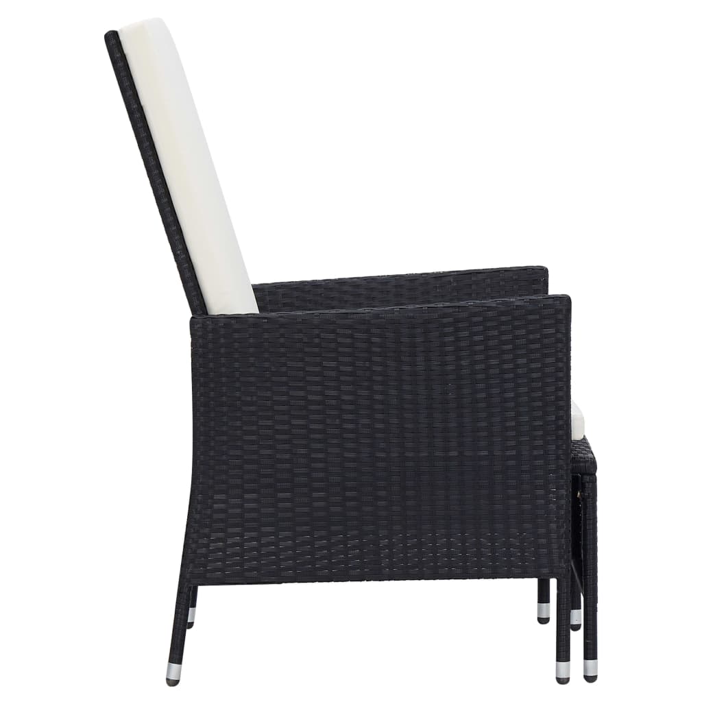 Set muebles de jardín 2 piezas y cojines ratán sintético negro