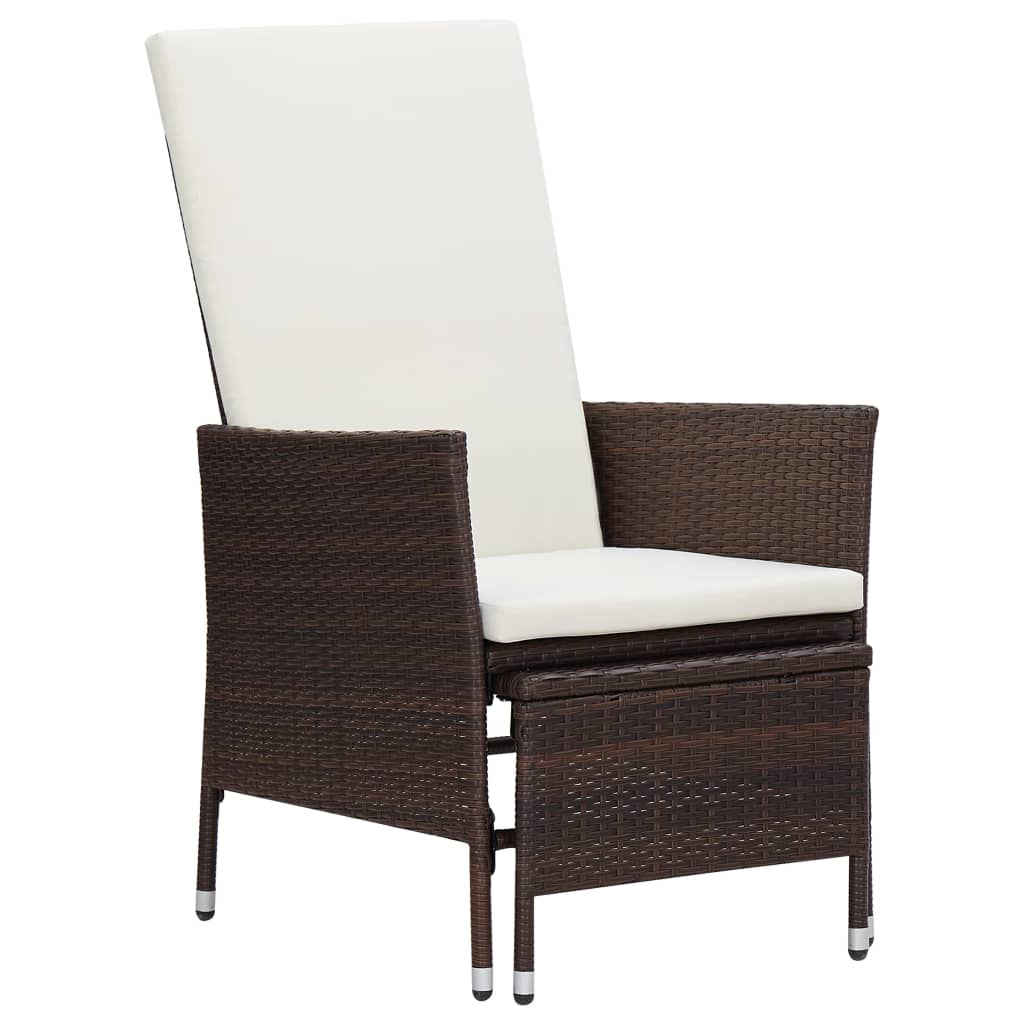 Set de muebles de jardín 2 piezas con cojines ratán PE marrón