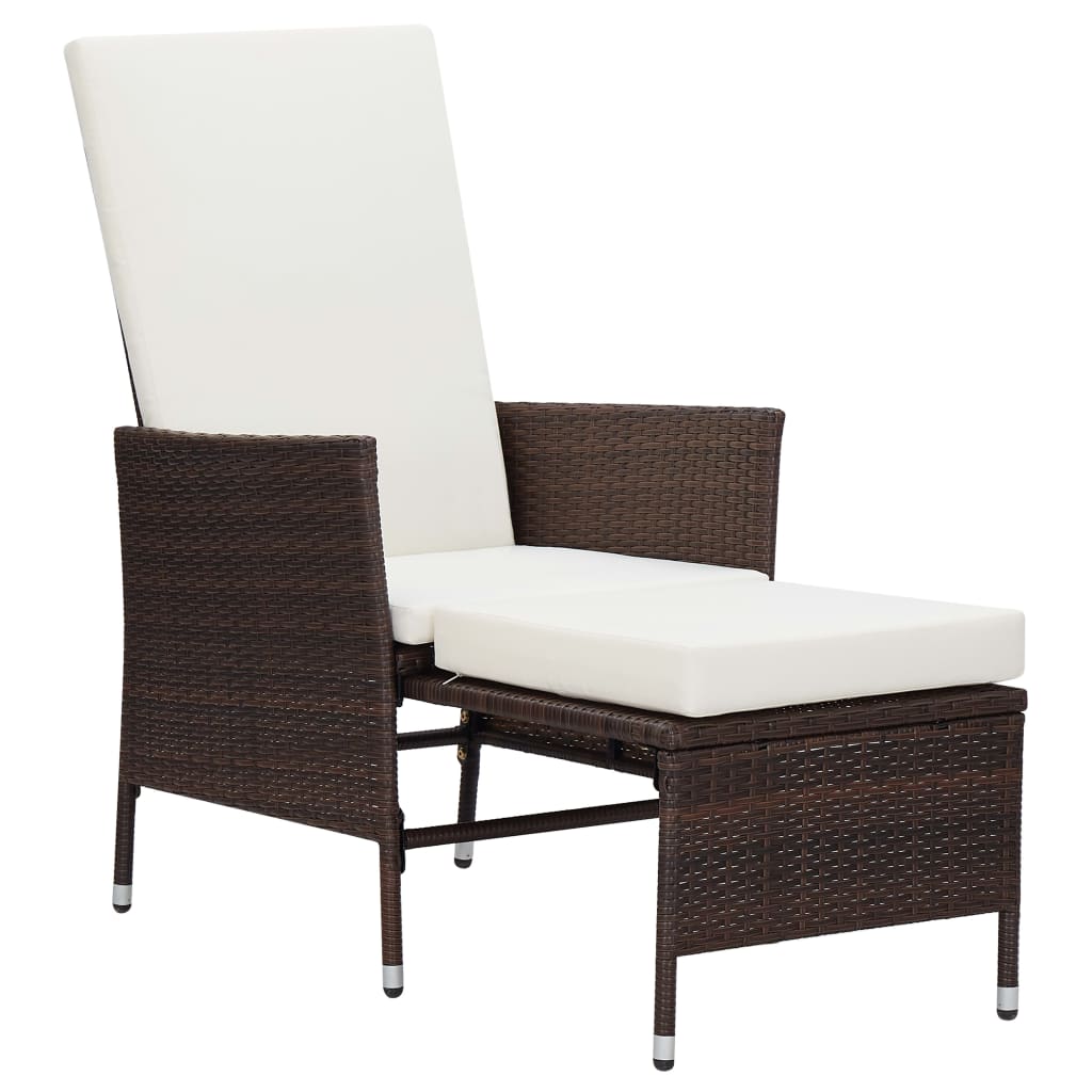 Set de muebles de jardín 2 piezas con cojines ratán PE marrón