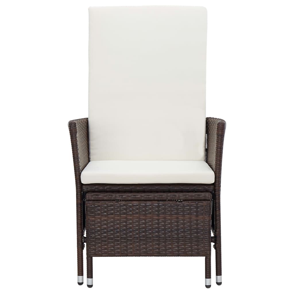 Set de muebles de jardín 2 piezas con cojines ratán PE marrón