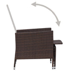 Set de muebles de jardín 2 piezas con cojines ratán PE marrón