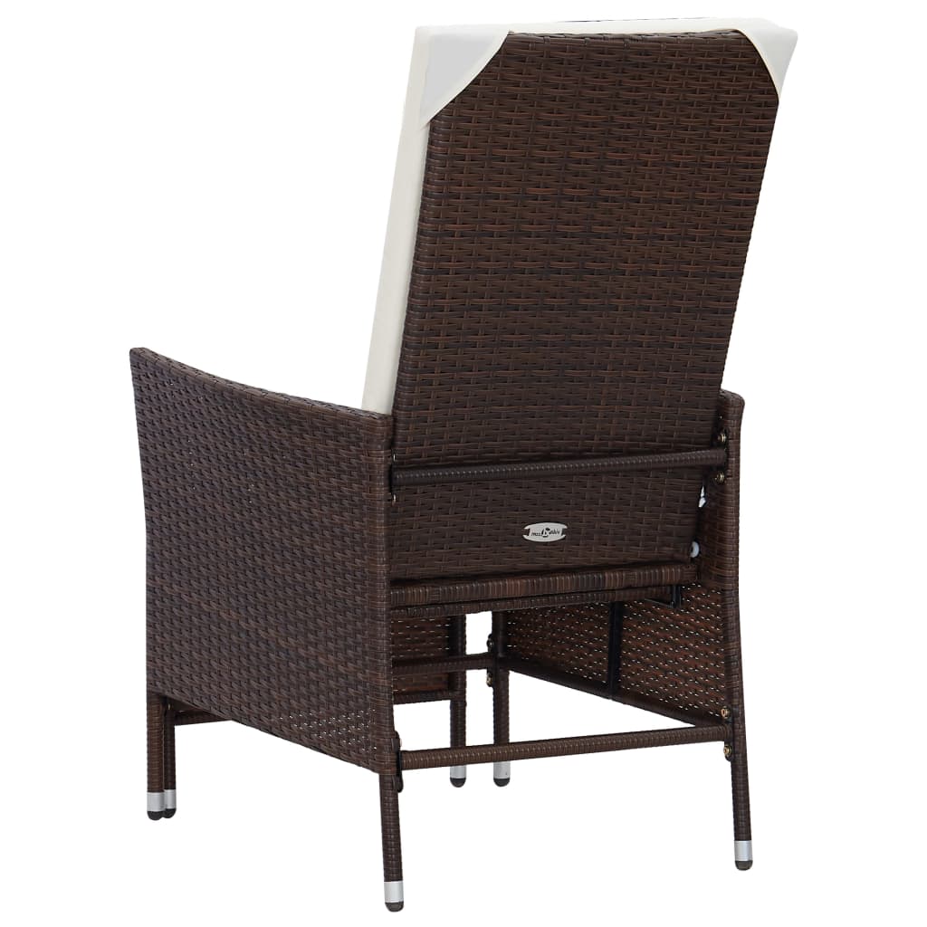 Set de muebles de jardín 2 piezas con cojines ratán PE marrón