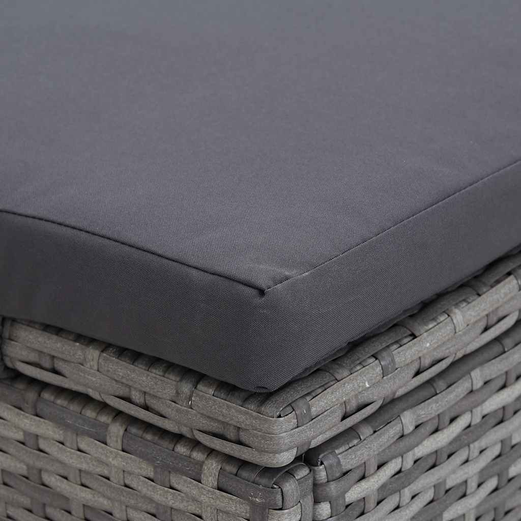 Tumbona para 2 personas con cojín ratán sintético gris