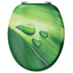 Asiento de inodoro con tapa 2 uds MDF verde diseño gota de agua