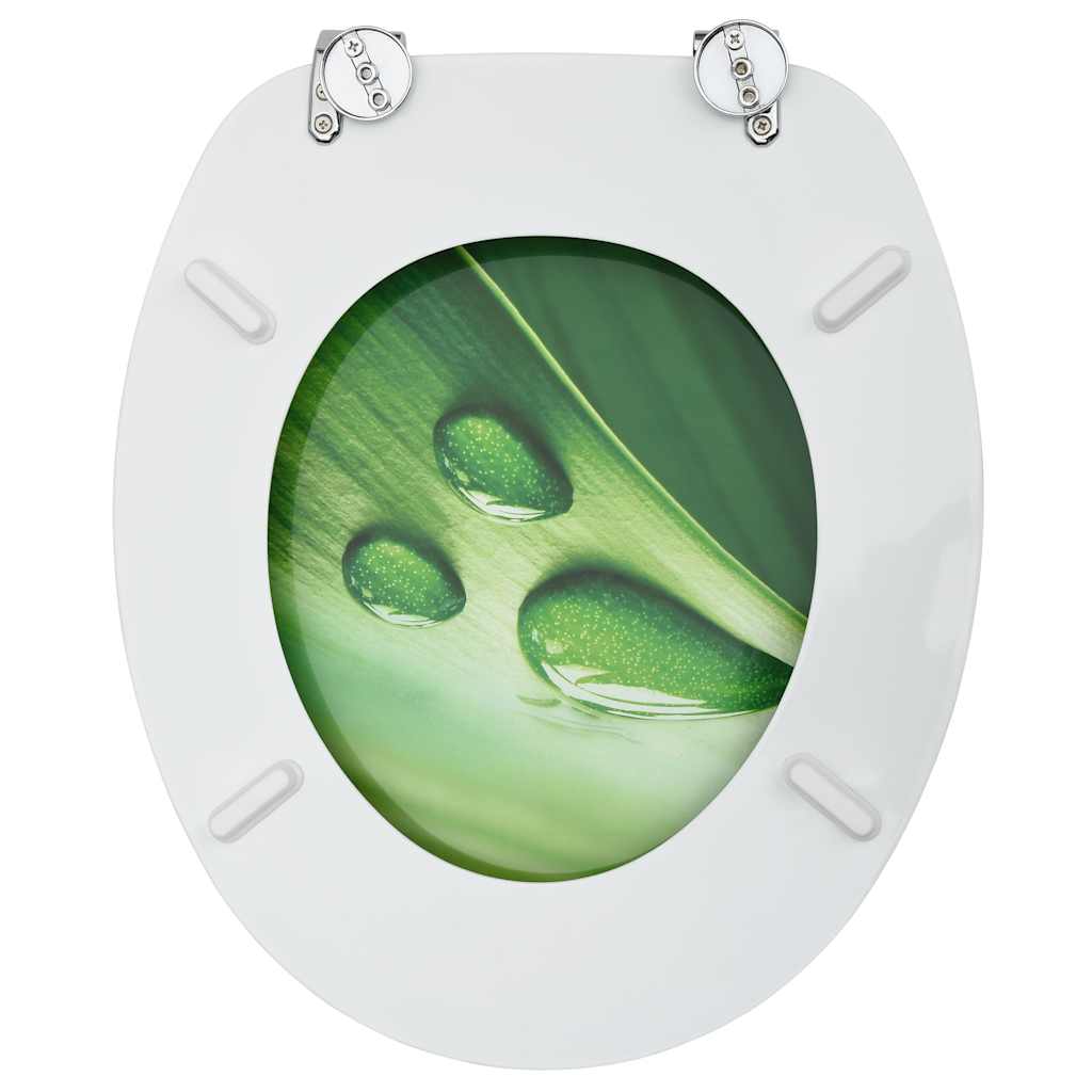 Asiento de inodoro con tapa 2 uds MDF verde diseño gota de agua