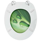 Asiento de inodoro con tapa 2 uds MDF verde diseño gota de agua