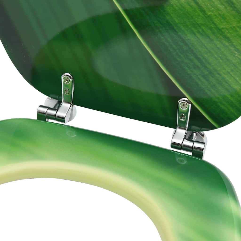 Asiento de inodoro con tapa 2 uds MDF verde diseño gota de agua
