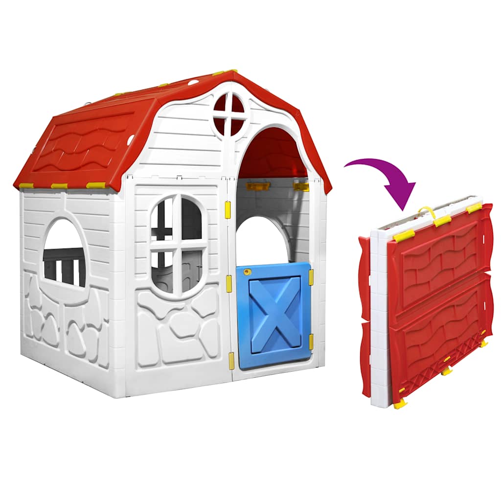 Casita de juegos plegable para niños con puertas y ventanas
