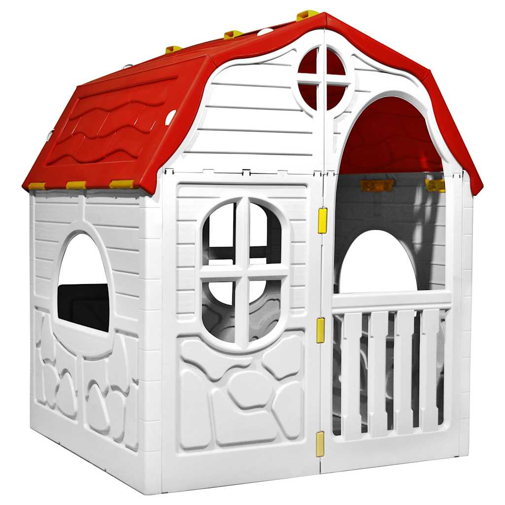 Casita de juegos plegable para niños con puertas y ventanas