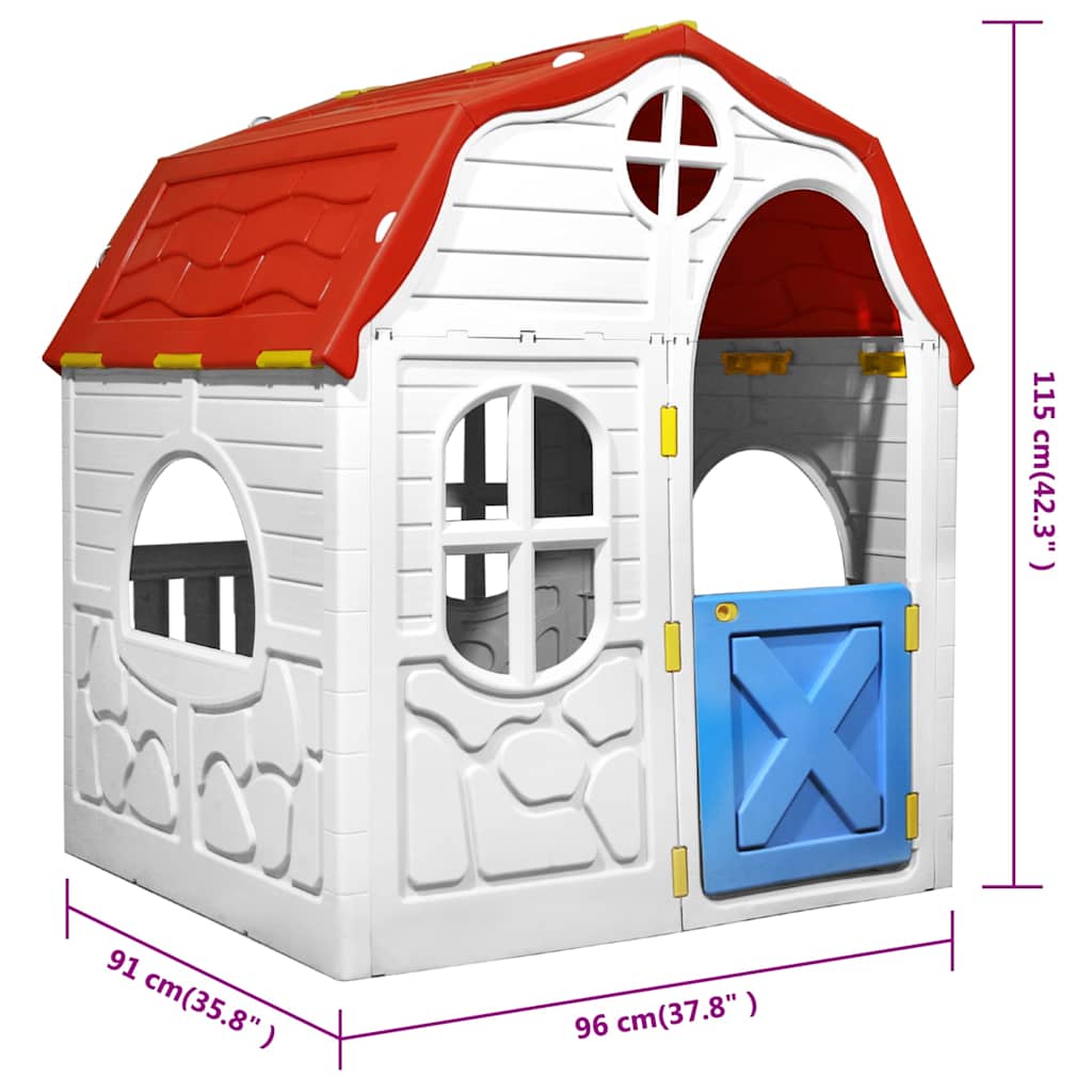 Casita de juegos plegable para niños con puertas y ventanas
