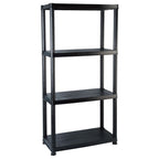Estante de almacenaje 4 niveles negro plástico 61x30,5x130 cm