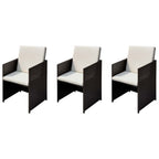 Sillas de jardín 3 pcs Marrón 56 x 52 x 87 cm Poliratán