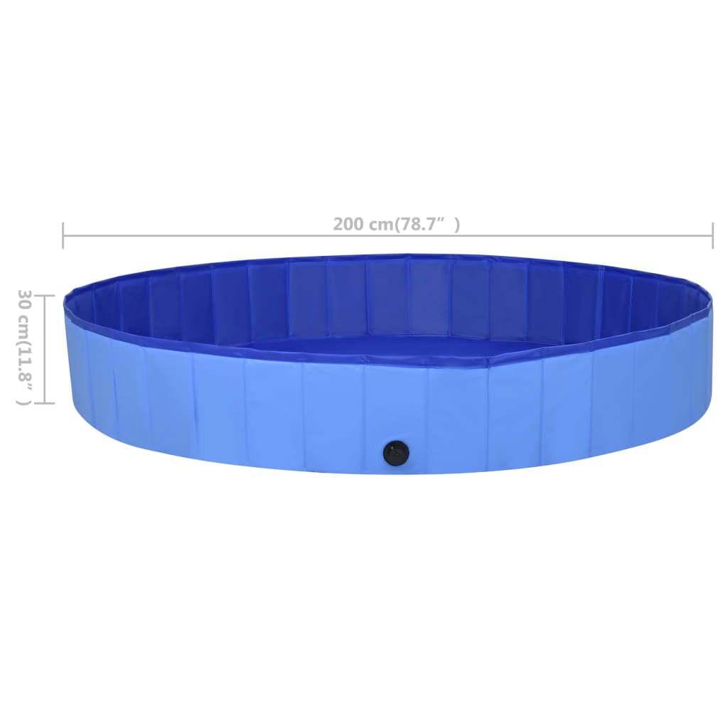 Piscina para perros plegable PVC azul 200x30 cm