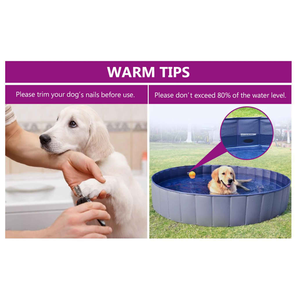 Piscina para perros plegable PVC azul 200x30 cm