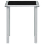 Mesa de jardín acero y vidrio negro y plateado 41x41x45 cm