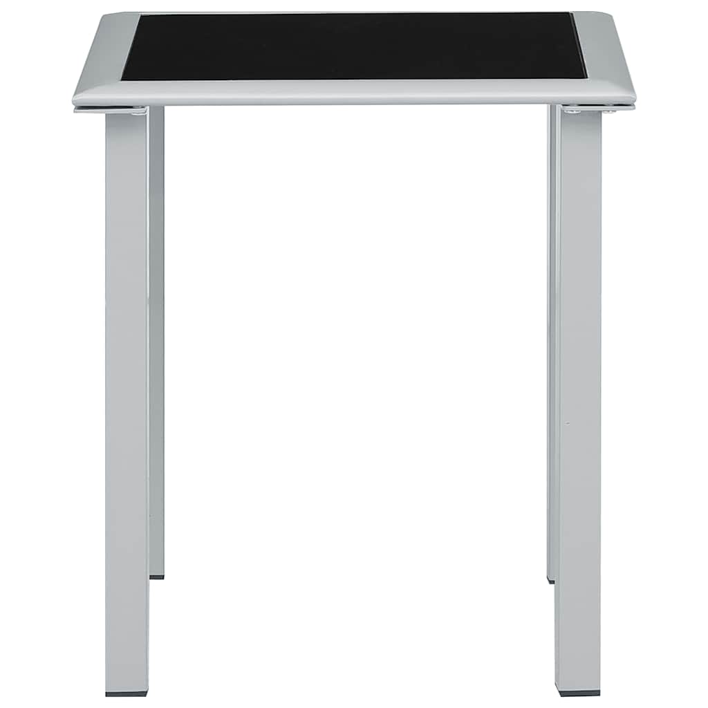 Mesa de jardín acero y vidrio negro y plateado 41x41x45 cm