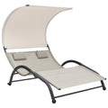 Tumbona doble con toldo textil