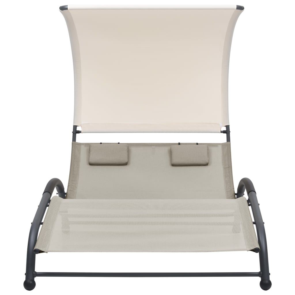 Tumbona doble con toldo textil