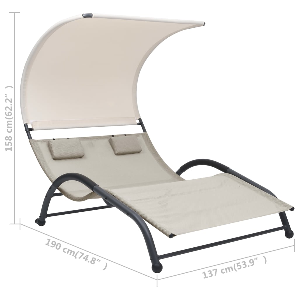 Tumbona doble con toldo textil