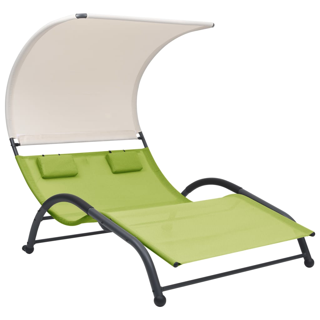 Tumbona doble con toldo textil