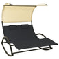 Double sun lounger with cream textilene canopy