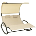 Tumbona doble con toldo textilene color crema