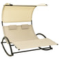 Double sun lounger with cream textilene canopy