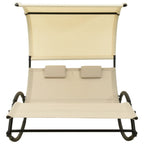 Tumbona doble con toldo textilene color crema