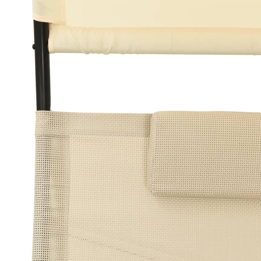 Tumbona doble con toldo textilene color crema
