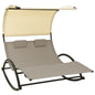 Double sun lounger with cream textilene canopy
