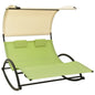 Double sun lounger with cream textilene canopy