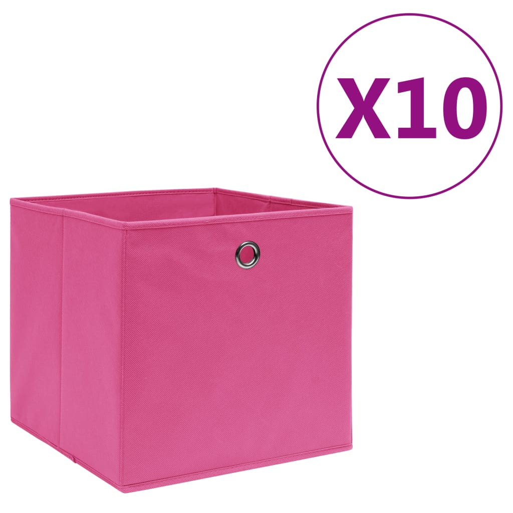 Caja de almacenaje 4 uds tela no tejida rojo oscuro 28x28x28 cm