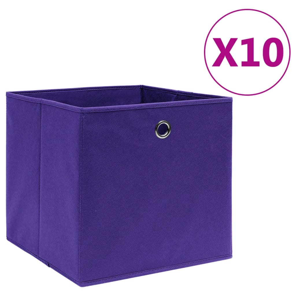 Caja de almacenaje 4 uds tela no tejida rojo oscuro 28x28x28 cm