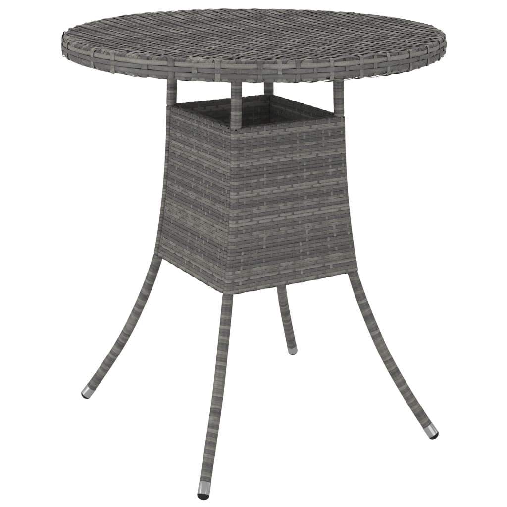 Mesa de jardín de ratán sintético gris 100x50x75 cm