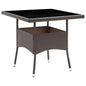 Brown synthetic rattan garden dining table