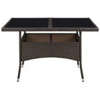 Mesa de comedor de jardín ratán sintético y vidrio marrón