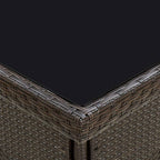 Mesa de comedor de jardín ratán sintético y vidrio marrón
